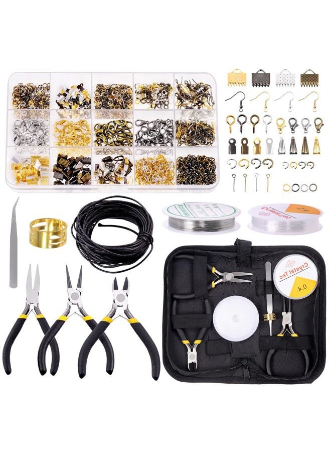 Glarks 1468Pcs Jewelry Making Kit with Pliers, Findings, Beading String for Jewelry Repair, Making and Beading - Image 1